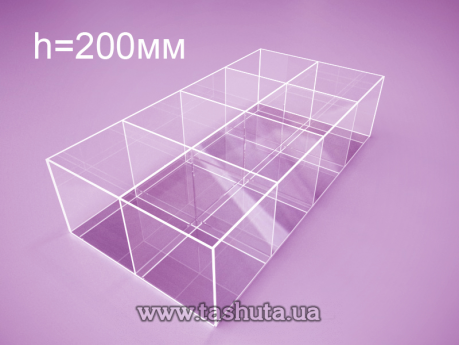 Акриловая коробка для товаров 200х300х200 мм на 8 отделений