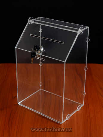 Акційна скринька - ящик благочинності на шипах із замком 220х340х140 мм