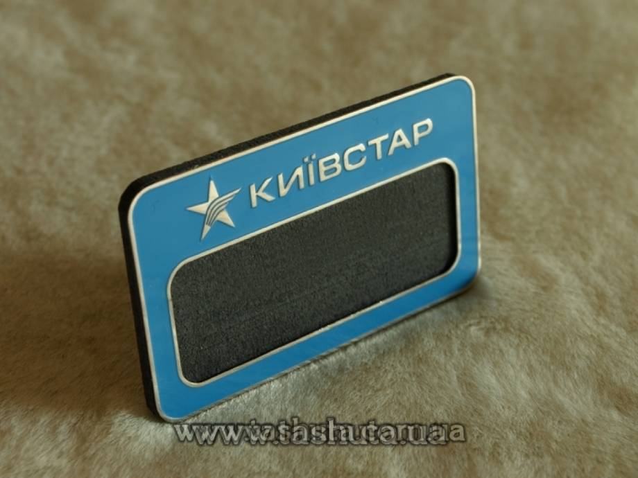 Metal Name Badge with Insert Window (Nickel), 65x35mm