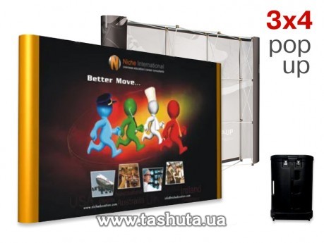 Прямой Pop-Up стенд 3x4 (2,3x3,65м) + чемодан