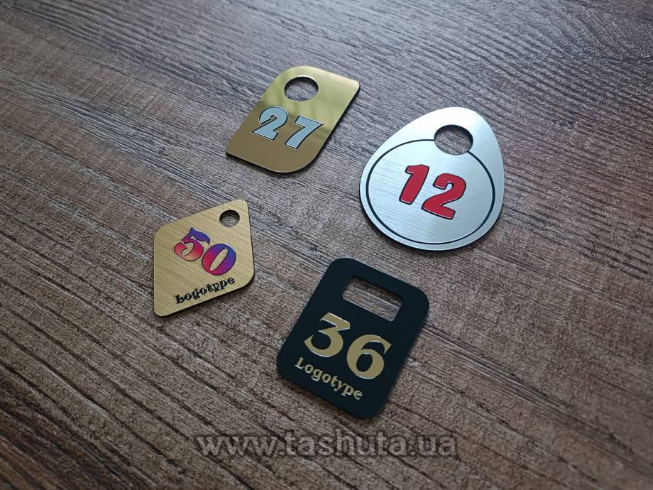 Plastic Cloakroom Number Tag 40x60mm, Double-Sided