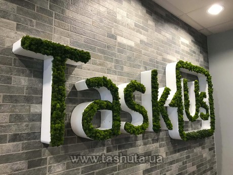 Litery lub logo z mchu przestrzenne, H=200mm