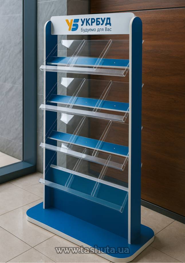 Chipboard Literature Stand, 4 Pockets A4x3