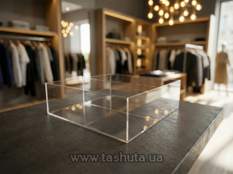 Ящик из акрила с перегородкой 200х300х150 мм