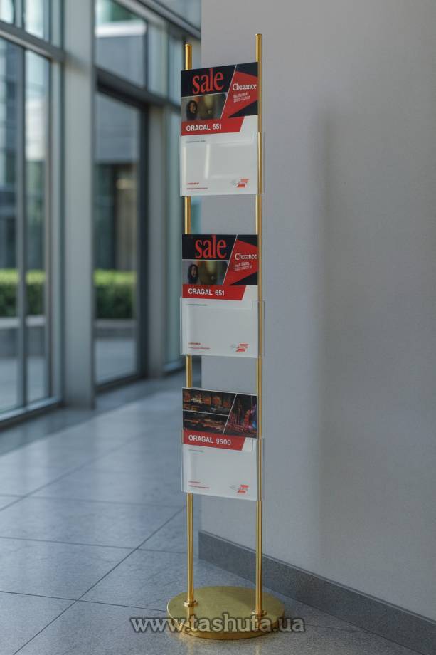 Single-Sided Catalogue Stand with 3 A4 Pockets