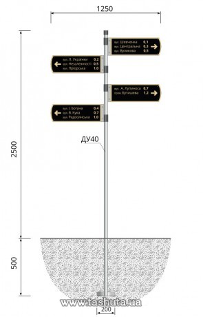 Wskaźnik ulic, uliczny wskaźnik informacyjny, format 600x200mm