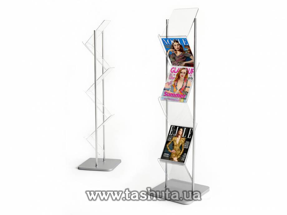 Double-Sided A4 Brochure Stand with 6 Pockets