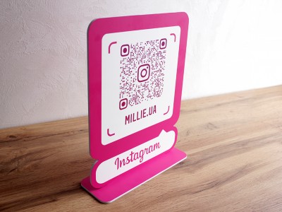 Табличка инстаграм с QR кодом из ПВХ пластика 200х250мм