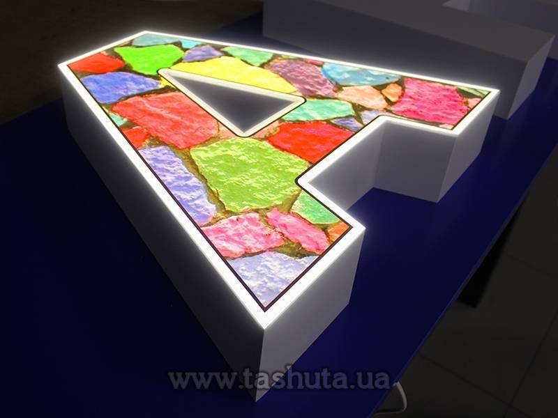 Illuminated 3D Letters with Photo Print, h-600mm