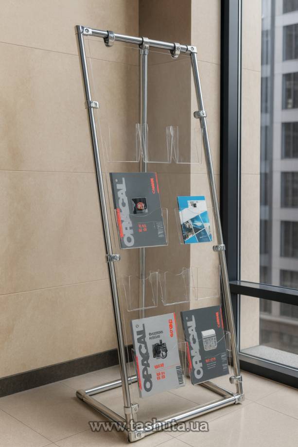 Combined Brochure and Flyer Stand, 4 Tiers