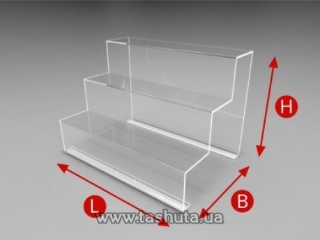 Горка под товар на 3 ступени, H=210мм, L=150мм