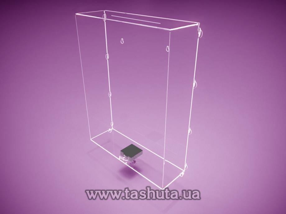 Narrow Lockable Acrylic Box for Money, Complaints and Suggestions 190x300x50mm