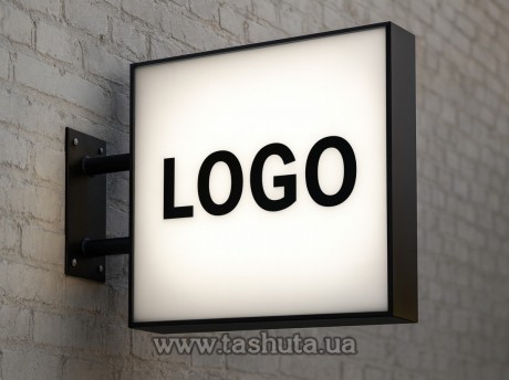 Szyld LED kwadratowy z logo 50x50cm, dwustronny