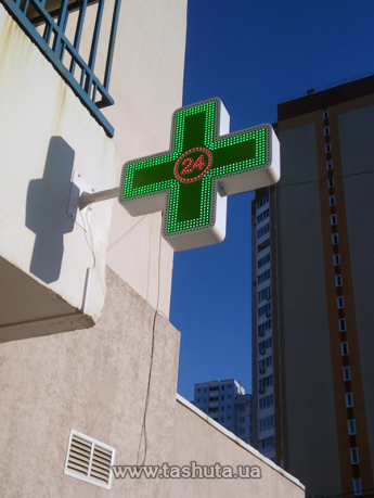 Крест светодиодный с динамикой  24 часа, двухцветный, 900х900 мм