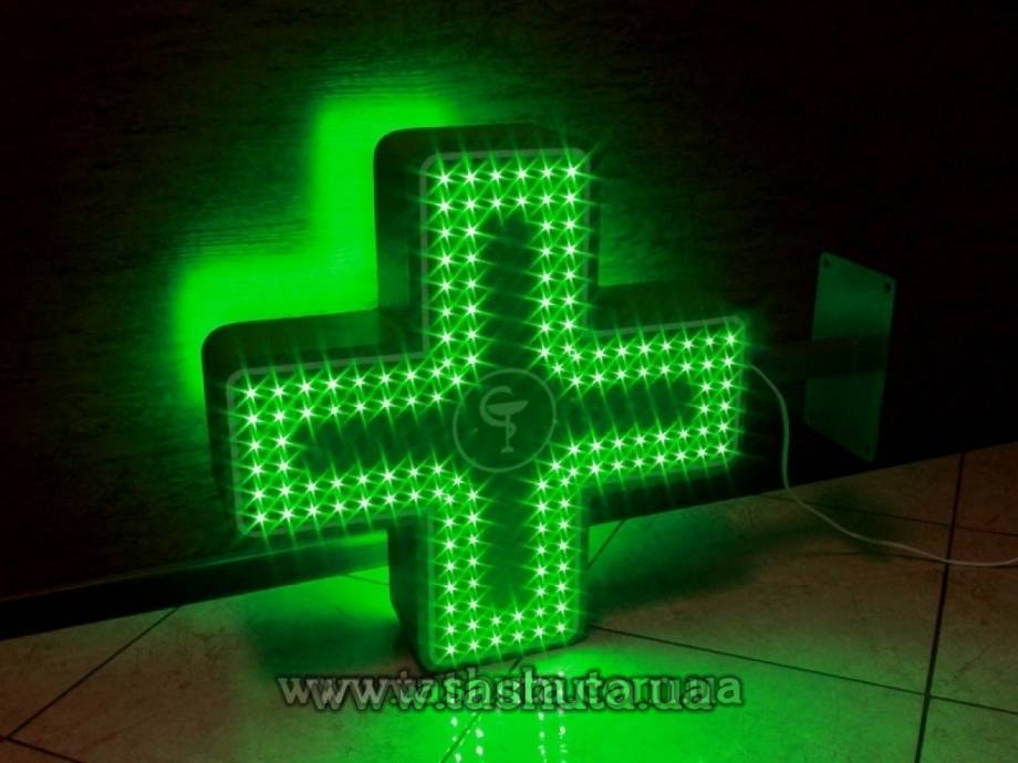 Animated LED Pharmacy Cross, Single-Colour, 600x600mm