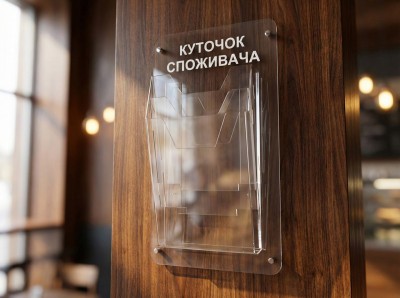 Информационный стенд из оргстекла на 3 кармана А4