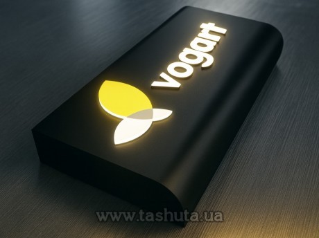 Szyld kaseton świetlny (lightbox) z kompozytu z zaokrąglonym rogiem