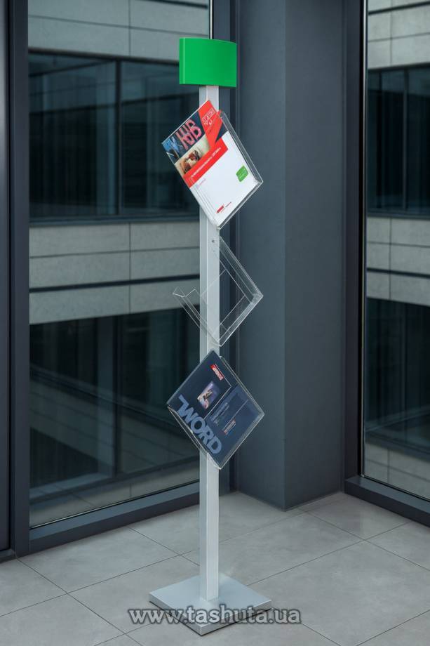 Literature Stand with 3 A4 Pockets, Single-Sided
