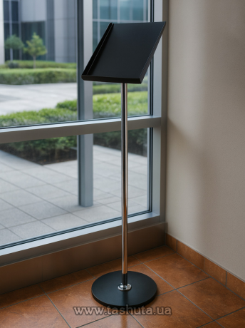 Стійка на хромованій нозі для буклетів А4 формату