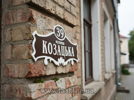 Табличка з назвою вулиці  на будинок, 500х250 мм 