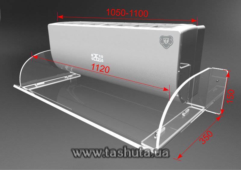 Acrylic Air Conditioner Air Screen (Deflector) 1100mm Wide