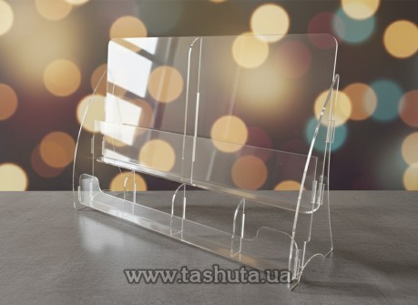 Stojak stołowy uniwersalny na ulotki A4 (210x297) x 2, Euro (99x210) x 4 przegródek