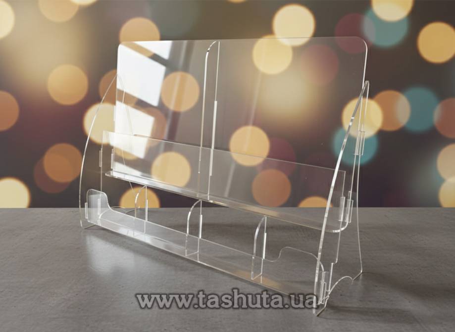 Universal Tabletop Brochure Holder A4 (210x297) x 2, DL (99x210) x 4 Compartments