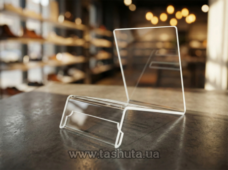 Подставка для двух тарелок с ценникодержателем, 80х100x120 мм