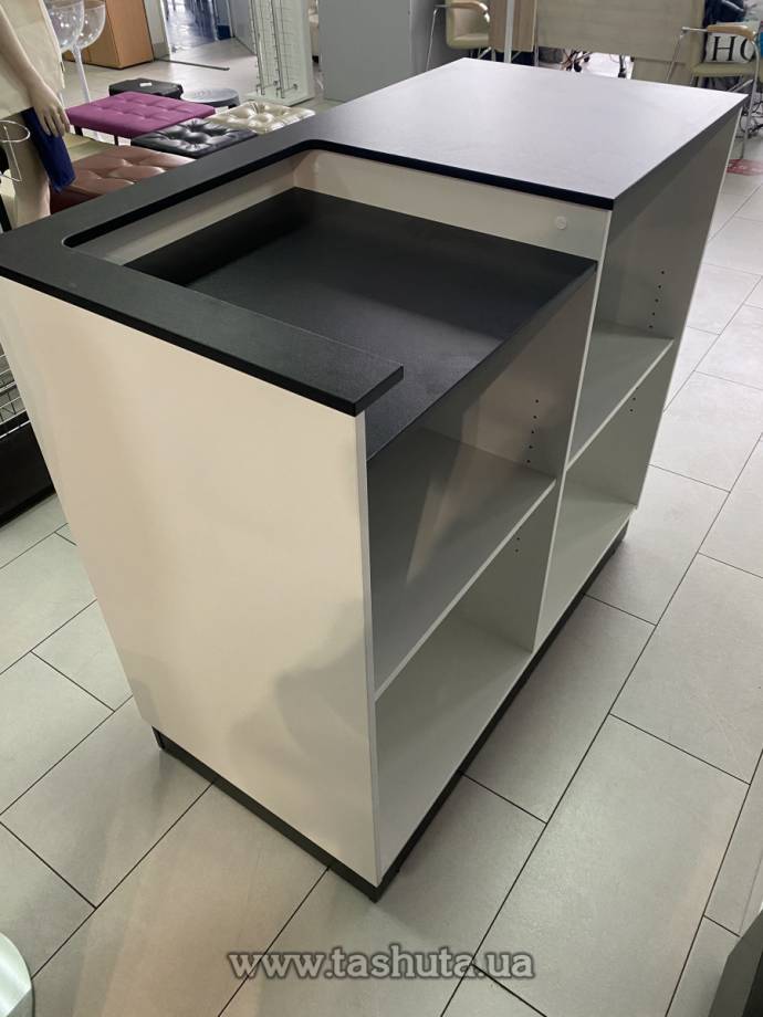 Checkout Desk with Countertop Cut-Out, Size 120x110x60cm