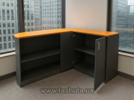 Угловая кассовая стойка ресепшн, 155х100х120 cм