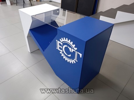 Stół informacyjny z logo, 120x770x50cm