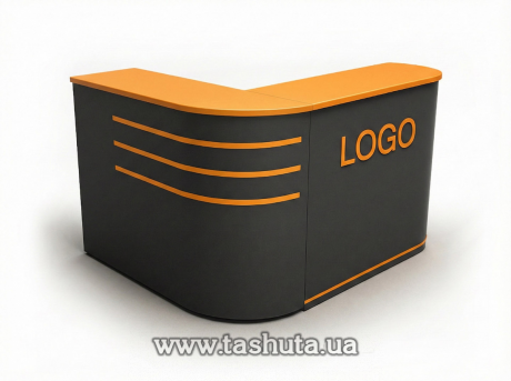 Угловая кассовая стойка ресепшн, 155х100х120 cм