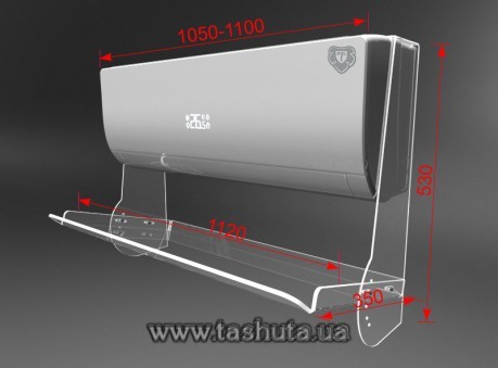 Ekran klimatyzatora z plexi, szerokość 1100mm, bez wiercenia w ścianie