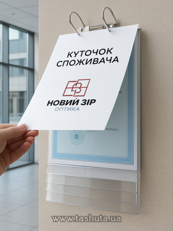 Уголок покупателя перекидной с прозрачными карманами