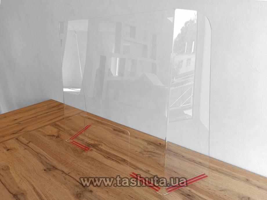 Защитный экран перегородка п-образная для кассы магазина 750х720х240мм