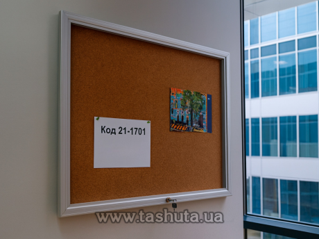 Стенд-витрина с дверцами и замком настенная, 600х900 мм