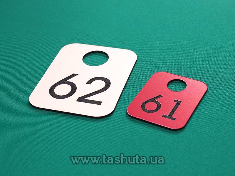 Plastic Cloakroom Number Tags 40x50mm, Double-Sided