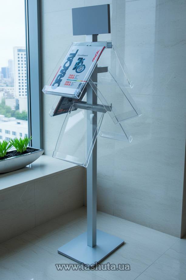 Floor-Standing Brochure Stand with 8 A4 Pockets