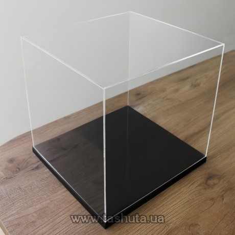 Klosz ochronny na drewnianej podstawie 250x250x250