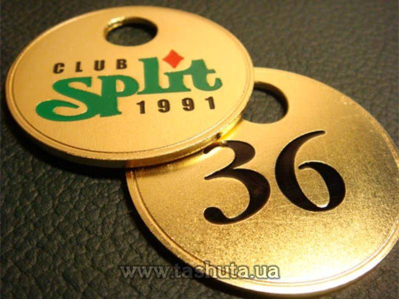 Round Brass Number Tag 35x35mm, Single-Sided