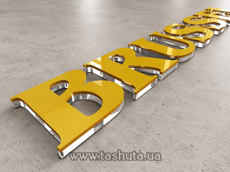 Комбіновані букви з оргскла (прозоре + кольорове), H=50мм