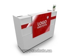 Lada recepcyjna z panelem akrylowym na logo, 160x110x60 cm
