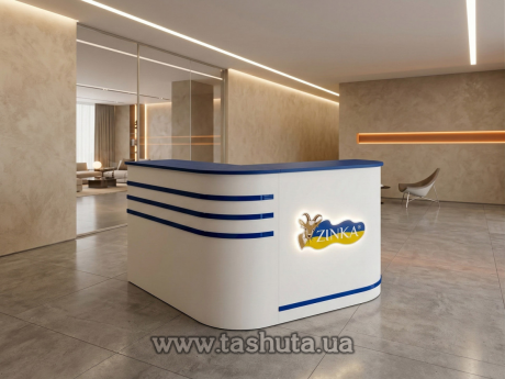 Угловая кассовая стойка ресепшн, 155х100х120 cм