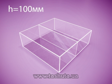Коробка, контейнер із оргскла з перегородкою 200х200х100 мм
