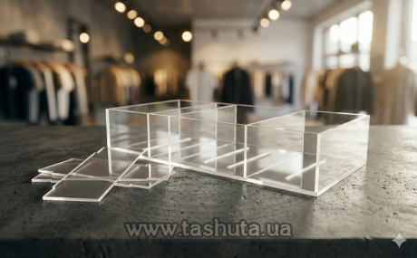 Акриловая коробка для товаров со съемными перегородками 220х600мм