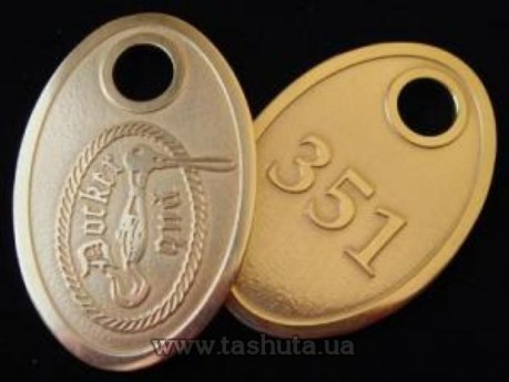 Numerek szatniowy metalowy owalny, mosiężny 40x25 mm jednostronny