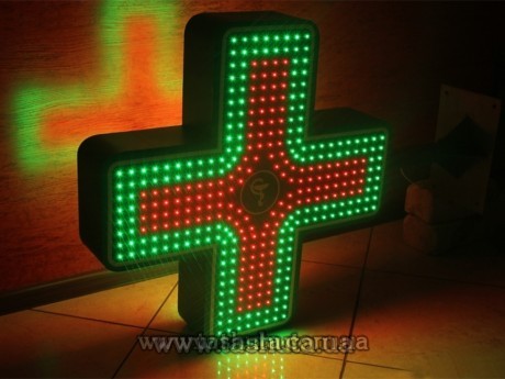 Krzyż apteczny LED z dynamiką, dwukolorowy, 800x800mm
