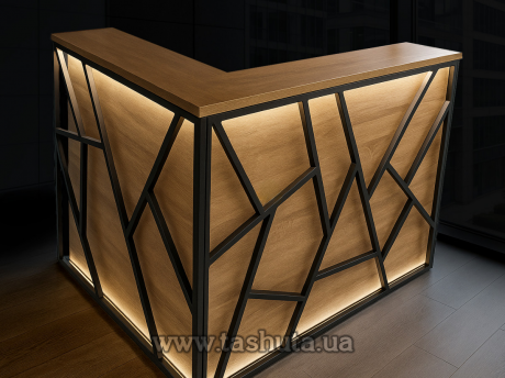Административная стойка лофт с LED-подсветкой, 150х110х100 cм