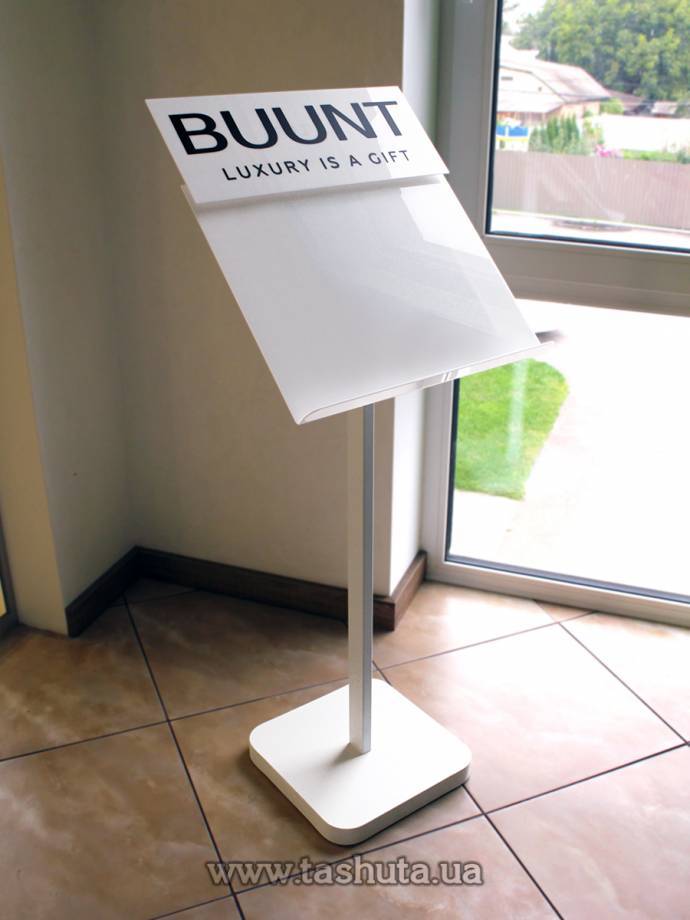 White Menu Stand with Branding Header, A3 Format