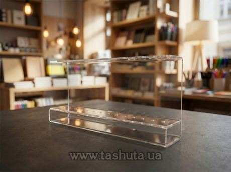 Підставка для ручок з оргскла на 15 шт, 255х100х70 мм